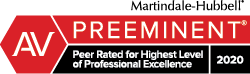 Martindale Hubbell AV Preeminent - Peer Rated for Highest Level of Professional Excellence - 2020